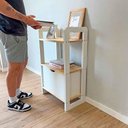 Ver imagem 6 de Aparador Linea Slim Moderno sem Porta 1 Gaveta Madeira Maciça 53cm Natural e Branco Artfactory