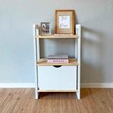 Ver imagem 1 de Aparador Linea Slim Moderno sem Porta 1 Gaveta Madeira Maciça 53cm Natural e Branco Artfactory