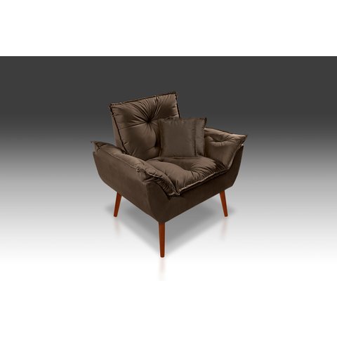 Poltrona Opala +2 Almofadas Suede Marrom - Modena Decor