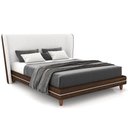 Ver imagem 2 de Cabeceira King Nilo 195cm com Cama Pés Madeira Suném P05 Couríssimo Marrom Bouclê Cru - Lyam Decor
