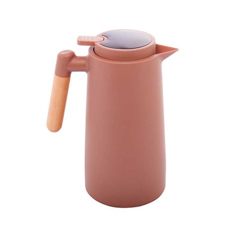 Garrafa Térmica de Plástico com Cabo de Madeira e Termômetro Tap Nude 1 Litro - Lyor