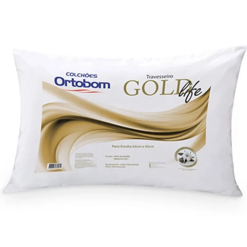 Travesseiro Ortobom Gold Life 100% Algodão 65x45cm | MadeiraMadeira