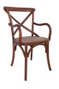 Ver imagem 1 de Cadeira Katrina Cross Paris com Braço. Encosto em X. Assento em Rattan Natural. Cor Castanha