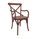 Ver imagem 1 de Cadeira Katrina Cross Paris com Braço. Encosto em X. Assento em Rattan Natural. Cor Castanha
