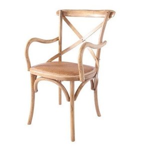 Cadeira Katrina Cross Paris com Braço.encosto em X. Assento em Rattan Natural . Cor Natural