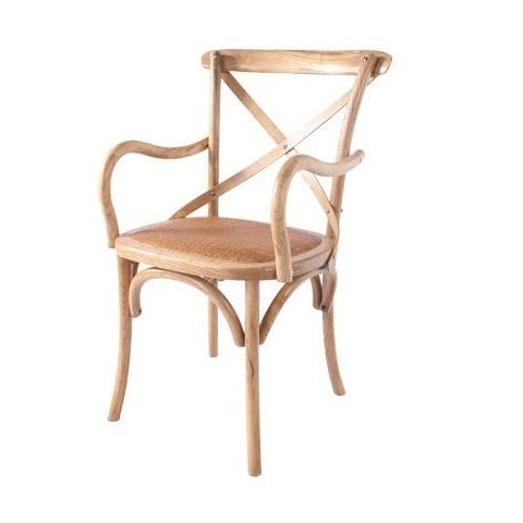 Cadeira Katrina Cross Paris com Braço.encosto em X. Assento em Rattan Natural . Cor Natural