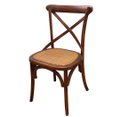 Ver imagem 1 de Cadeira Katrina Cross Paris sem Braço. Encosto em X. Assento em Rattan Natural. Cor Castanha
