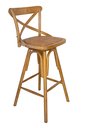Ver imagem 1 de Banqueta Alta Katrina Cross Paris. Encosto em X. Assento Giratório em Rattan Natural. Cor Natural.