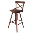 Ver imagem 1 de Banqueta Alta Katrina Cross Paris. Encosto em X. Assento Giratório em Rattan Natural. Cor Castanha