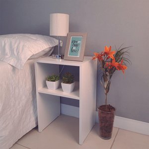 Mesa de Cabeceira Cama Solteiro Quarto Sala 35cm Branco