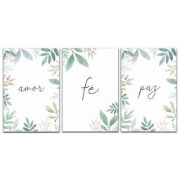 Kit Placas Quadros Decorativos 3 Pçs Mdf 20x30 Amor Fé e Paz - 2