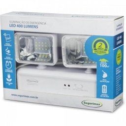 Iluminação Emergência 2 Faróis LED 400 Lúmens SEGURIMAX - 3 Iluminação Emergência 2 Faróis LED 400 Lúmens SEGURIMAX - 3