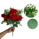 Ver imagem 4 de Kit 5 Buques de Rosas Artificiais com Rosas e Folhagens Cor:vermelho