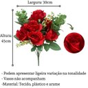 Ver imagem 3 de Kit 4 Buques de Rosas Artificiais com Rosas e Folhagens Cor:vermelho
