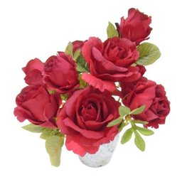 Kit 3 Buques de rosas artificiais com rosas e folhagens Cor:Vermelho - 5