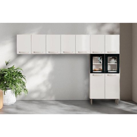 Cozinha Modulada Bertolini Evidence 3 Peças (2aéreos+1paneleiro) Cpt63 Branco/preto-bertolini