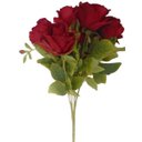 Ver imagem 2 de Kit 2 Buques de rosas artificiais com rosas e folhagens Cor:Vermelho