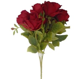 1 Buque de rosas artificiais com rosas e folhagens Cor:Vermelho - 2