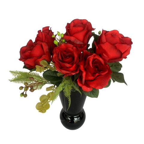 1 Buque de Rosas Artificiais com Rosas e Folhagens Cor:vermelho