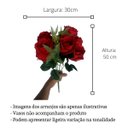 Ver imagem 2 de 1 Buque de Rosas Artificiais com Rosas e Folhagens Cor:vermelho