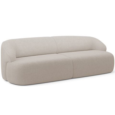 Sofá 4 Lugares Curvo Orgânico para Sala Living 280cm Barolo L06 Bouclê Bege - Lyam Decor