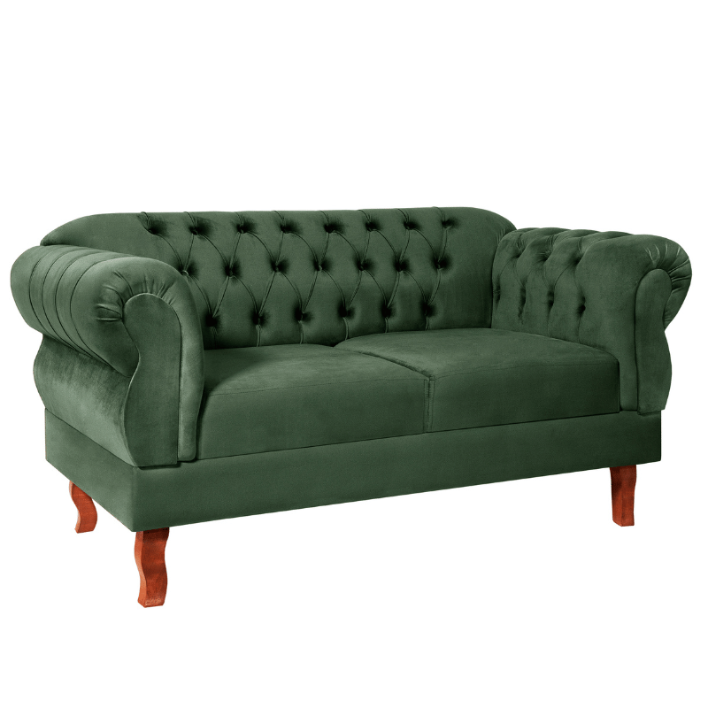 Namoradeira Chesterfield Elisabeth 2 Lugares Via Encanto Veludo Verde