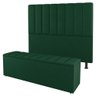 Kit Cabeceira e Baú Cama Box Queen Size Cora 160cm Suede Verde - Desk Design - 1