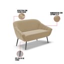 Ver imagem 5 de Kit 01 Namoradeira 02 Lugares e 01 Poltrona Giovana Suede Pés Palito de Ferro - D’Rossi - Marrom Rat