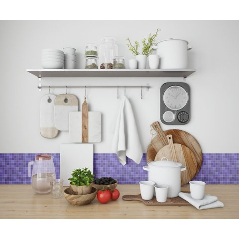 Papel de Parede Adesivo Azulejo Pastilha Tons de Roxo 2,80m