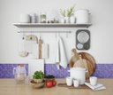 Ver imagem 1 de Papel de Parede Adesivo Azulejo Pastilha Tons de Roxo 2,80m