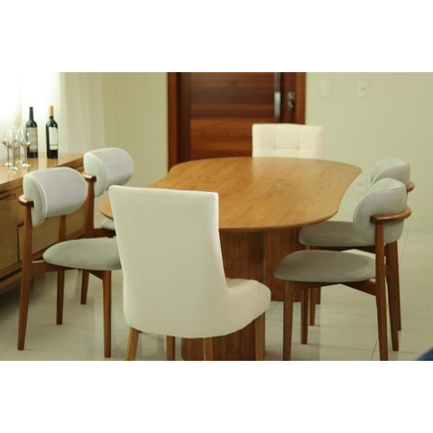 Sala de Jantar 2,40m Orgânica com 6 Cadeiras - Alexandria Royal - Requinte Salas