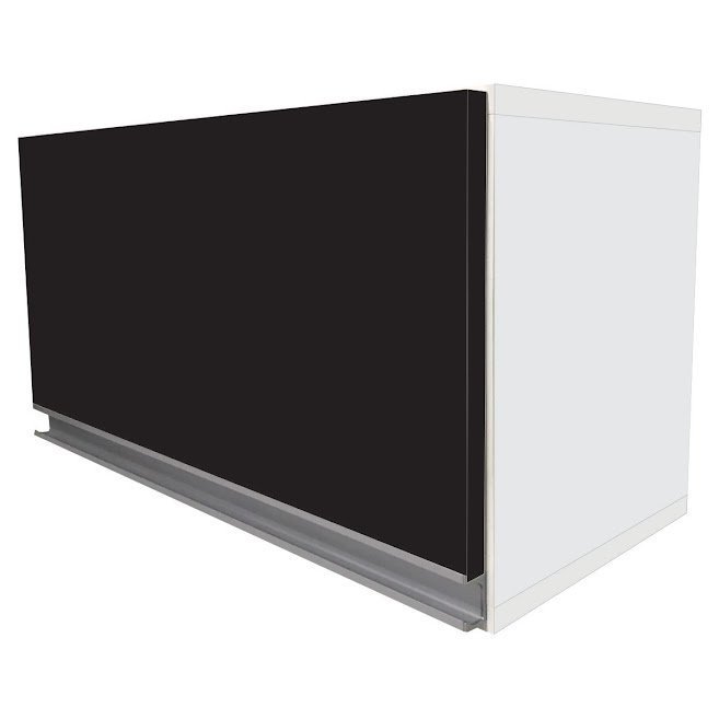 Armário Cozinha Branco Com Porta Basculante Preta Multiuso - 5