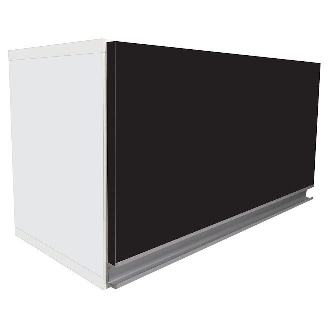 Armário Cozinha Branco Com Porta Basculante Preta Multiuso - 1