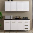 Ver imagem 2 de Cozinha Compacta 7 Portas 3 Gavetas Atenas Kaiki Móveis:branco