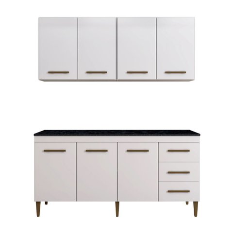Cozinha Compacta 7 Portas 3 Gavetas Atenas Kaiki Móveis:branco