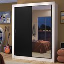 Ver imagem 1 de Guarda-Roupa Solteiro Madesa Dallas 2 Portas de Correr com Espelho 2 Gavetas Branco/Preto Cor:Branco