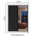 Ver imagem 3 de Guarda-Roupa Solteiro Madesa Dallas 2 Portas de Correr com Espelho 2 Gavetas Branco/Preto Cor:Branco