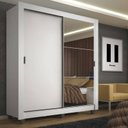 Ver imagem 1 de Guarda-Roupa Solteiro Madesa Denver 2 Portas de Correr com Espelho com Pés Branco Cor:Branco