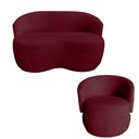 Ver imagem 1 de Kit Namoradeira + Poltrona Decorativa Beatriz Orgânica Suede Marsala
