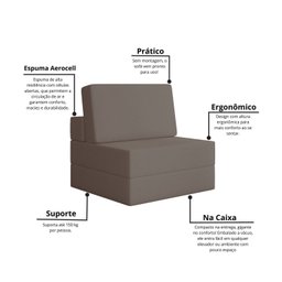Sofá Cama à Vácuo 1 Lugar Linha Modular Flip Magic - 8