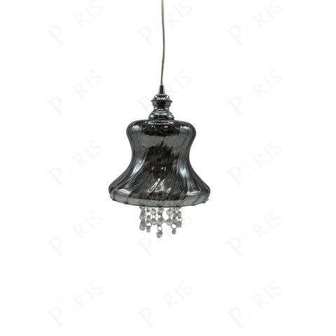 Pendente Vidro Fumê com Cristais 14,5cm Pe-012/1.19 Mais Luz