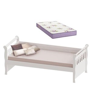 Cama Babá Júlia Branco Brilho com Colchão - Carolina