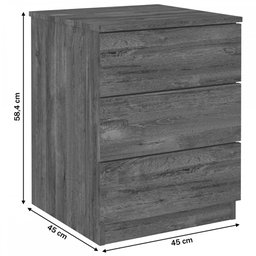 Mesa de Cabeceira Veronna - 3 Gavetas - MDF - Corrediças Telescópicas - Cinamomo - Tcil Móveis - 3