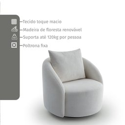 Poltrona Decorativa Orgânica Boucle Branco Cali Estofama - 5