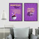 Ver imagem 1 de Kit 2 Quadros Decorativos Benefícios do Açaí 33x24cm - com Vidro:madeira Preta