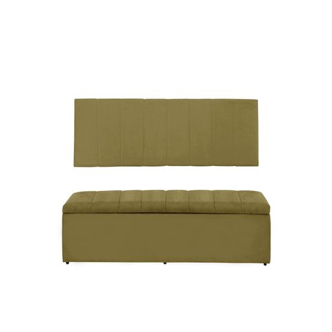 Kit Cabeceira e Calçadeira Vitoria 120 cm Suede Amarelo