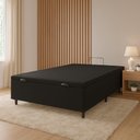 Ver imagem 1 de Cama Box Bau Casal Premium Blindada Super Reforçada Corino - Box Baú Preto - Corino