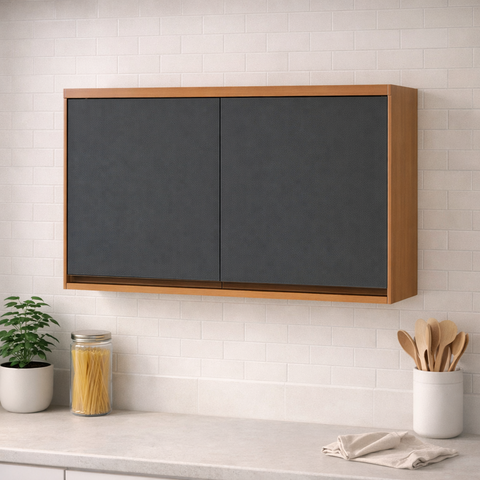 Armário Aéreo 80cm 2 Portas Macadamia Freijó Grafite  Telasul