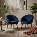 Ver imagem 1 de Kit 2 Poltronas Macia para Sala de Estar Tecido Veludo Elegante Pés de Madeira Resistente