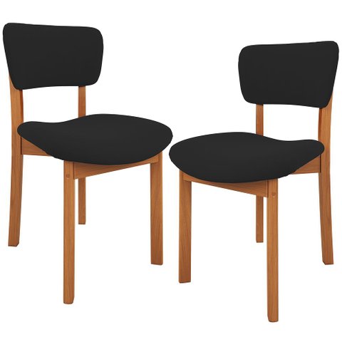 Kit 02 Cadeiras para Sala de Jantar Cozinha Living Estofada Dara L02 Suede Preto - Lyam Decor